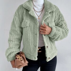 Cozy Teddy Button Down Oversized Jacket Coat